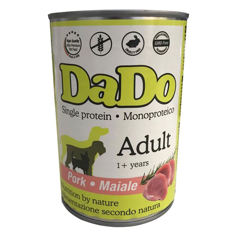 کنسرو غذای سگ دادو مدل single protein pork وزن 400 گرم