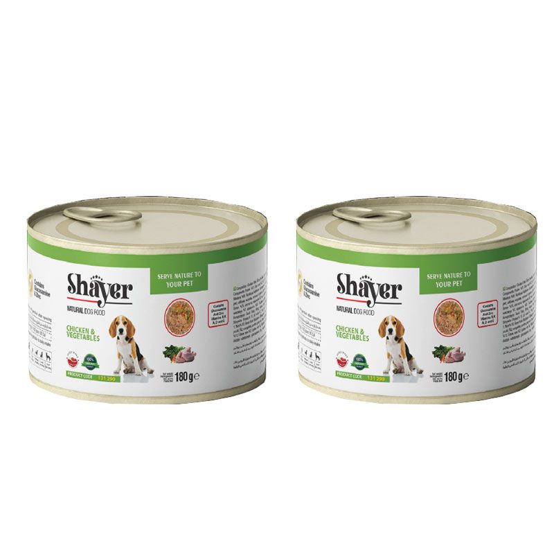 کنسرو غذای سگ شایر مدل نچرال chicken&vegetable وزن 180 گرم بسته دو عددی