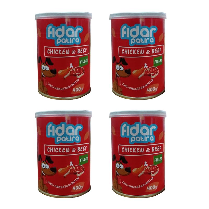 کنسرو غذای سگ فیدار پاتیرا مدل مرغ و گوشت وزن 400 گرم بسته 4 عددی