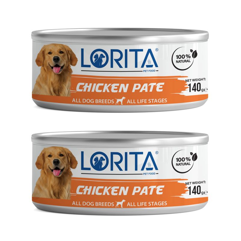 کنسرو غذای سگ لوریتا مدل chicken pate وزن 140 گرم مجموعه 2 عددی