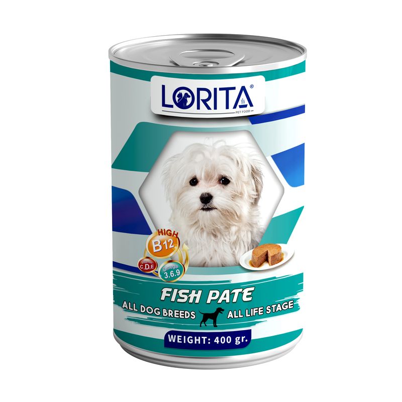 کنسرو غذای سگ لوریتا مدل fish pate وزن 400 گرم