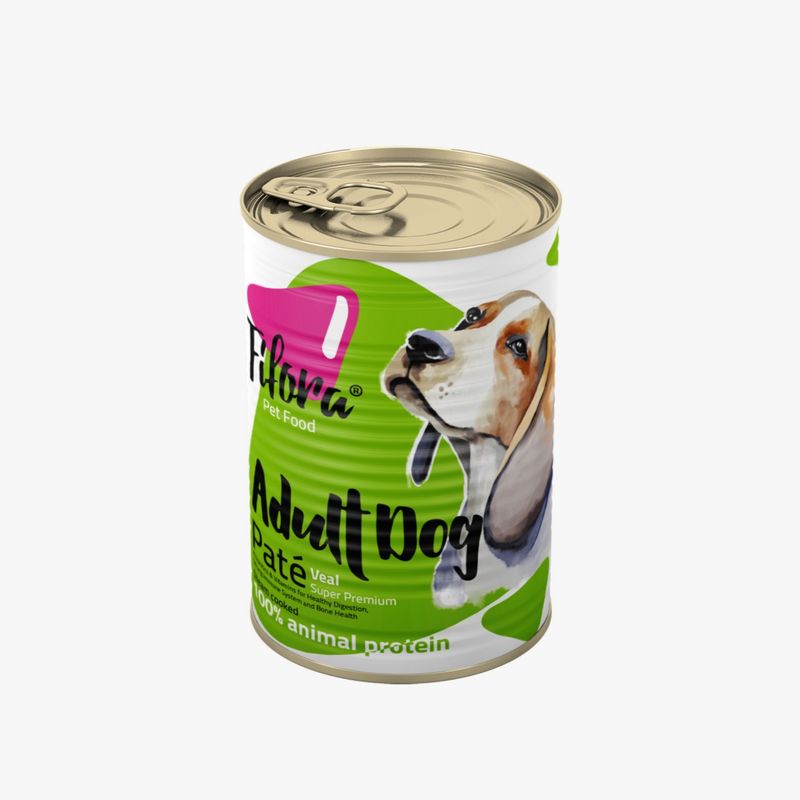 کنسرو غذای سگ نژاد متوسط فیفورا سوپر پریمیوم مدل adult dog medium breed veal pate طعم گوساله وزن 400 گرم