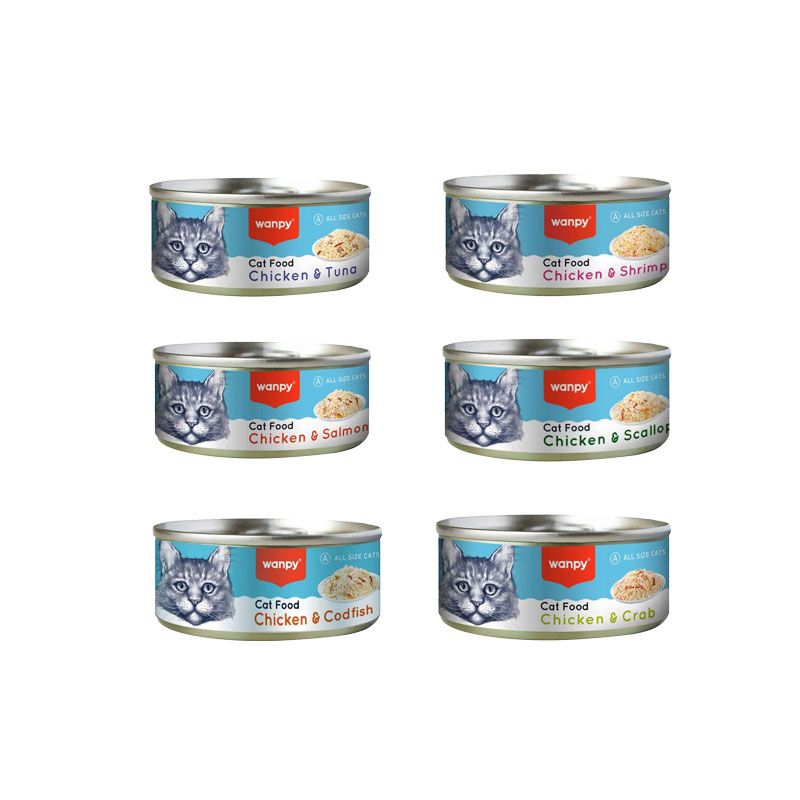 کنسرو غذای گربه بالغ ونپی مدل cat food mix طعم میکس وزن 95 گرم بسته 6 عددی