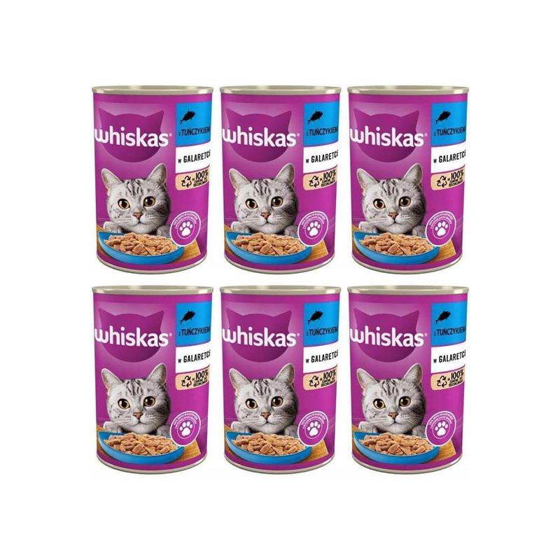 کنسرو غذای گربه بالغ ویسکاس مدل ژلی طعم ماهی وزن 400 گرم مجموعه 6 عددی