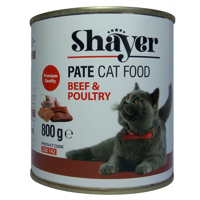 کنسرو غذای گربه شایر مدل beef & poultry وزن 800 گرم