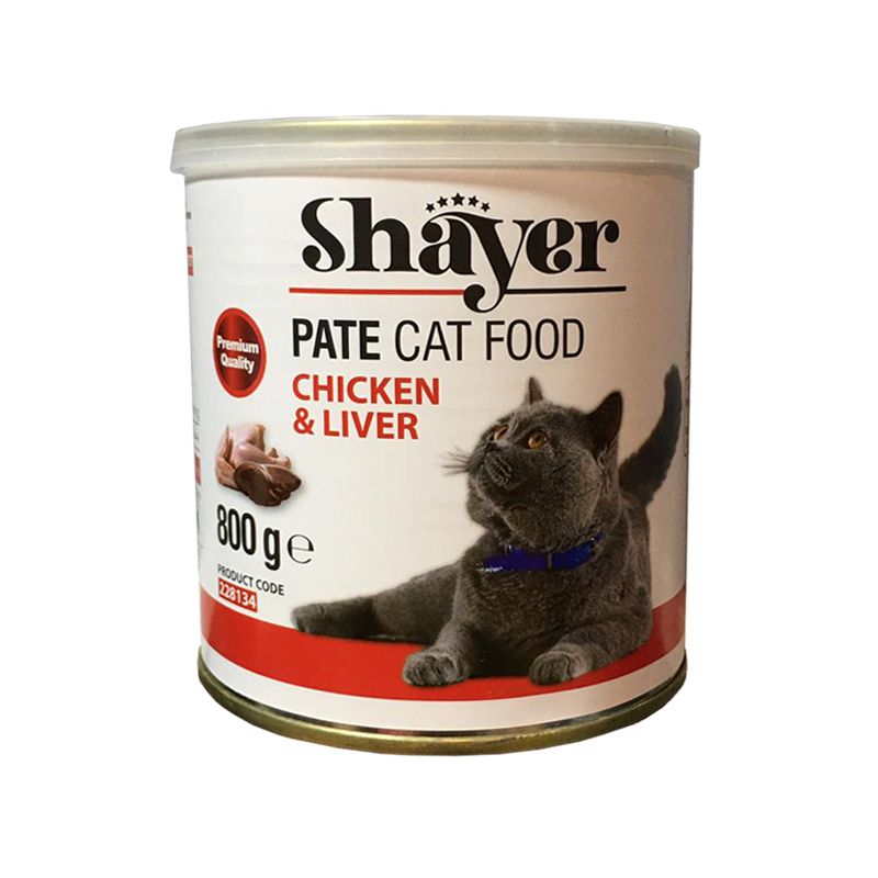 کنسرو غذای گربه شایر مدل chicken&liver وزن 800 گرم