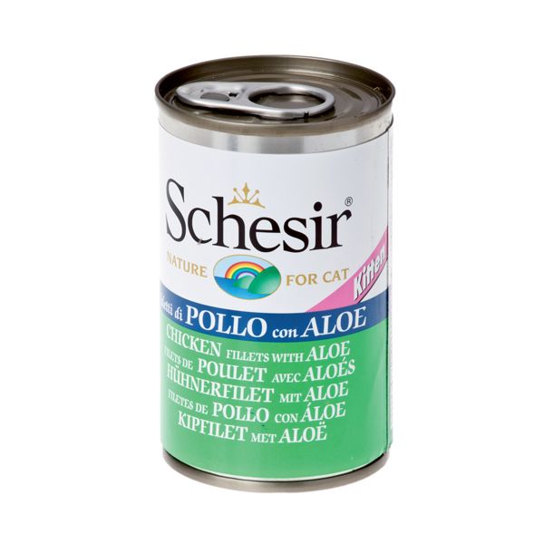کنسرو غذای گربه شسیر مدل kitten chicken fillets with aloe 73116 با طعم فیله مرغ و آلوورا وزن 140 گرم
