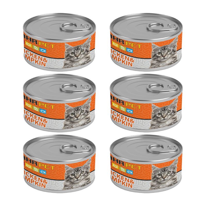 کنسرو نچرال گربه شهرپت مدل chicken pumpkin وزن 120 گرم بسته 6 عددی