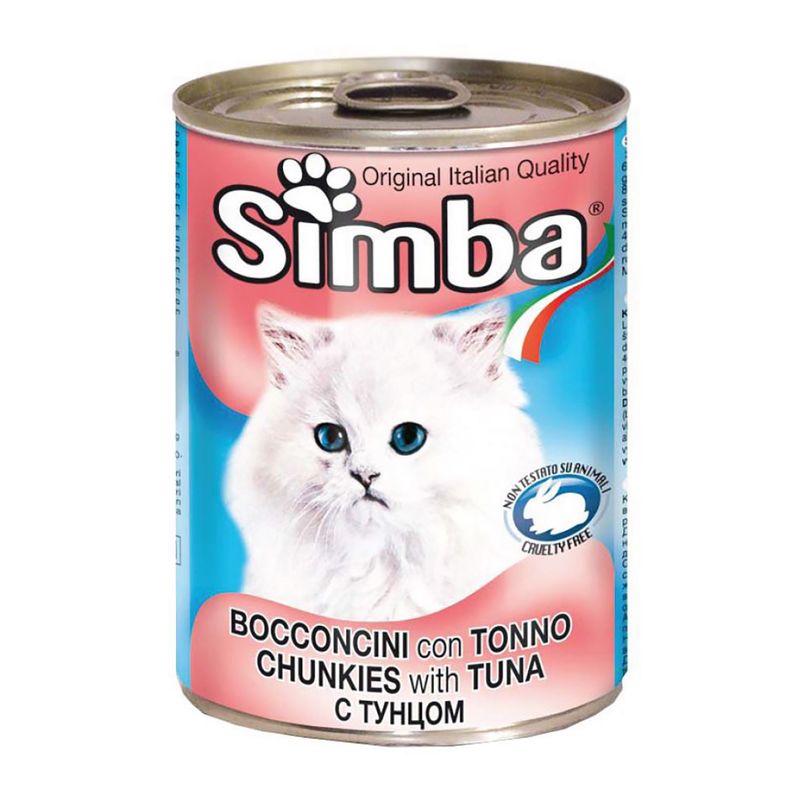 کنسرو گربه سیمبا مدل chunks with tuna 09096 با طعم ماهی تن وزن 415 گرم