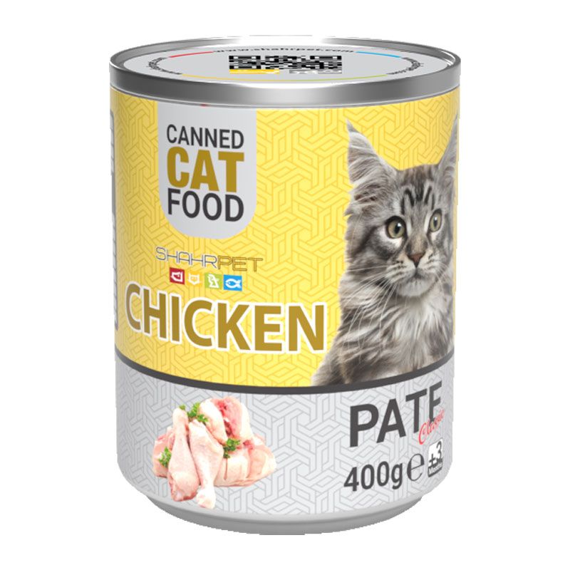 کنسرو گربه شهرپت مدل chicken وزن 400 گرم