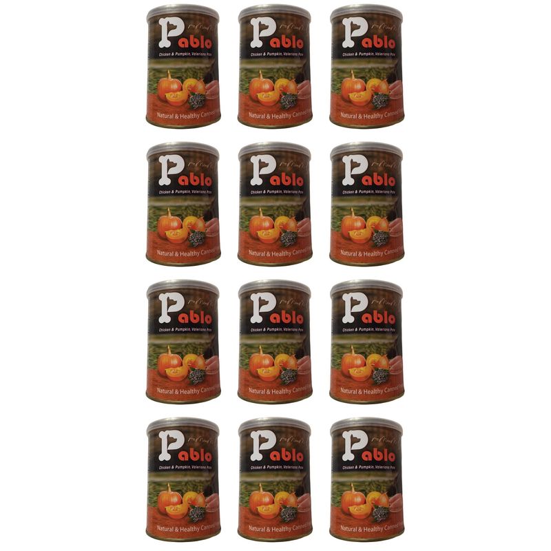 کنسرو‌ گربه مدل پابلو مرغ و کدو تنبل و سنبل الطیب  وزن 4800 گرم  بسته 12 عددی