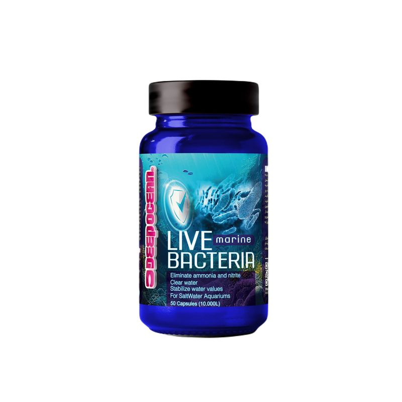 کپسول باکتری زنده آب شور آکواریوم دیپ اوشن مدل live bacteria بسته 50 عددی