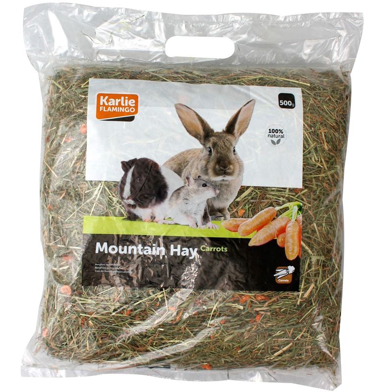 یونجه جوندگان فلامینگو مدل mountain hay carrot مقدار 500 گرم
