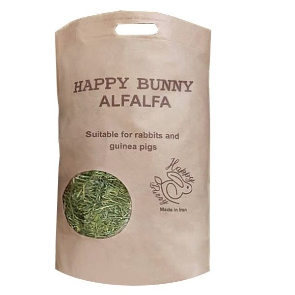 یونجه خشک خرگوش و خوکچه هپی بانی مدل alfalfa وزن 1000 گرم